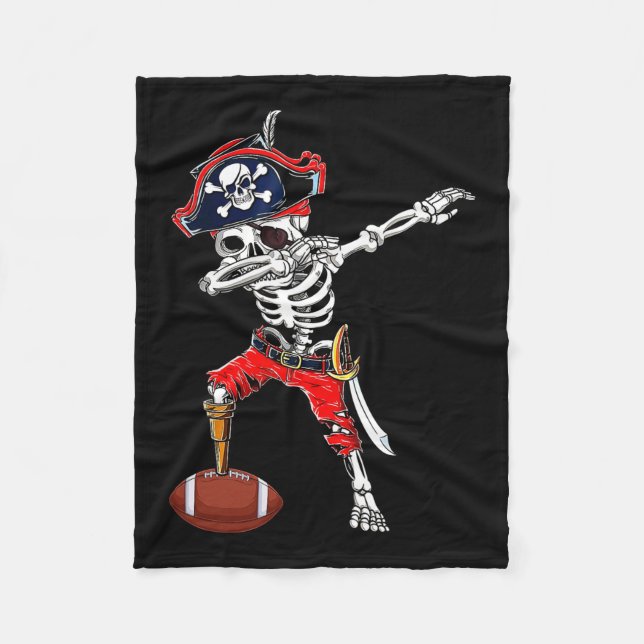 Skeleton Pirate & amp; Fußball-Ball Halloween Fleecedecke (Vorderseite)