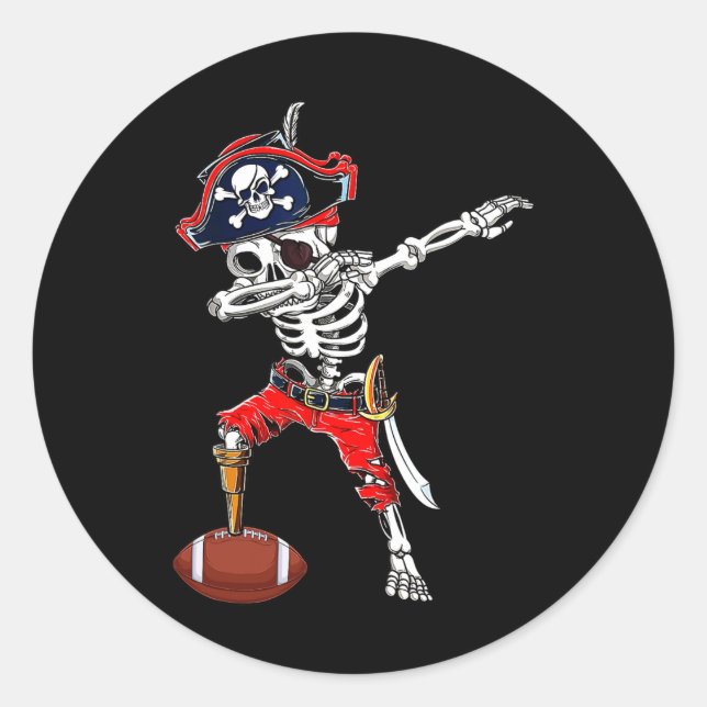 Skeleton Pirate & amp; Fußball-Ball Halloween Runder Aufkleber (Vorderseite)