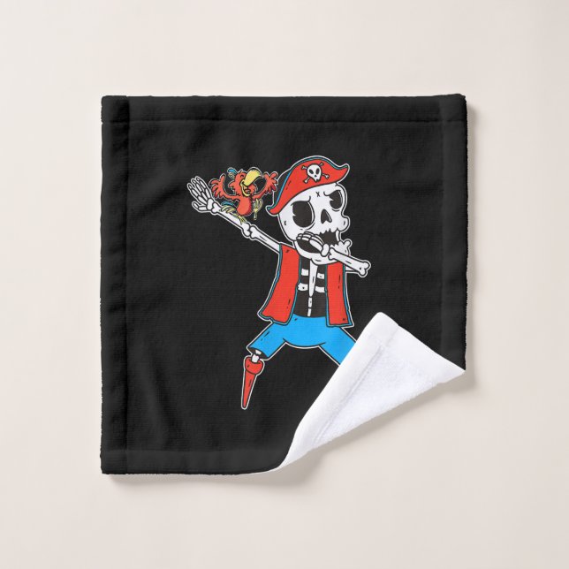 Skeleton Pirate Dance Avec L'Halloween Du Perroque (Gant de toilette)