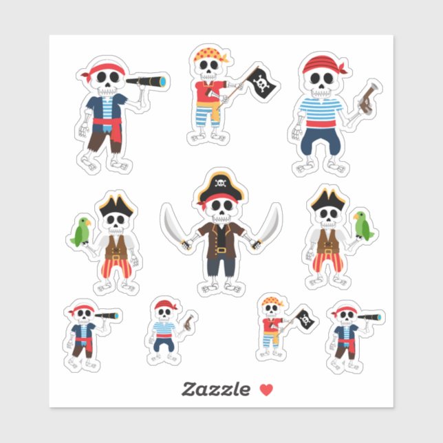 Skeleton Pirate Halloween Aufkleber (Blatt)