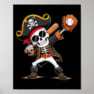 Skeleton Pirate Halloween Kostüm Baseball Player Poster