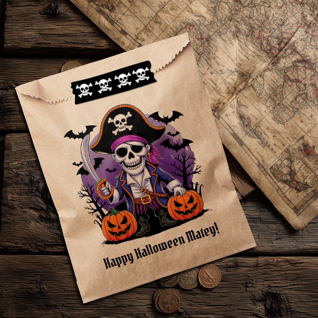 Skeleton Pirate Happy Halloween Matey Geschenktütchen (Von Creator hochgeladen)