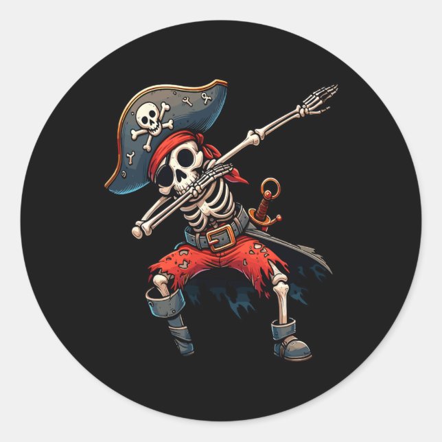 Skeleton Pirate Kids Runder Aufkleber (Vorderseite)