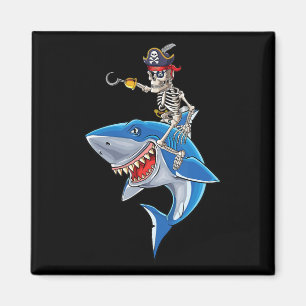 Skeleton Pirate Riding Hai Niedlich Boys Halloween Magnet