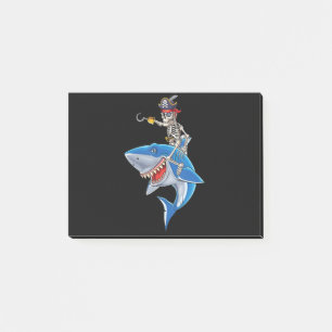 Skeleton Pirate Riding Hai Niedlich Boys Halloween Post-it Klebezettel