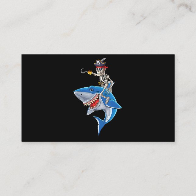 Skeleton Pirate Riding Shark Niedlich Boys Hallowe Visitenkarte (Vorderseite)