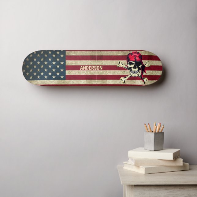 Skeleton Pirate Skateboard (Wandkunst (Horz))
