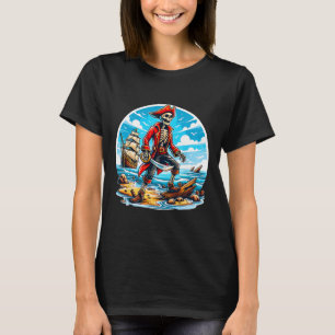 Skeleton Pirate T-Shirt Skull Halloween Skeleton P