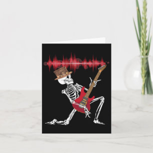 Skeleton Playing Electric Gitarre Funny Halloween Karte