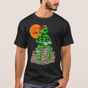 Skeleton Playing Games On Bones Gameboy Skull Pump T-Shirt