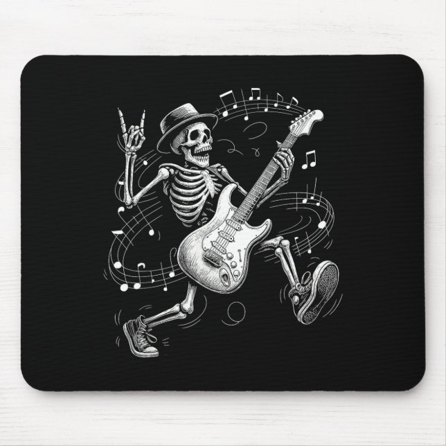Skeleton Playing Guitar Music For Men Women Rock B Mousepad (Vorne)