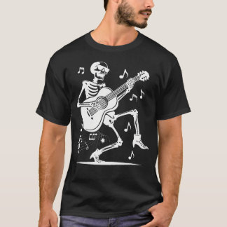Skeleton Playing Guitar Music Guitarist Rockband T-Shirt