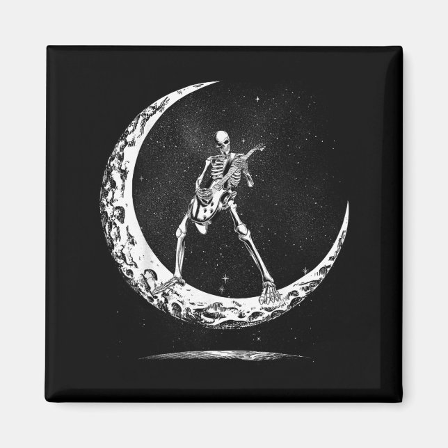 Skeleton Playing Guitar Rock And Roll Band For Men Magnet (Vorne)