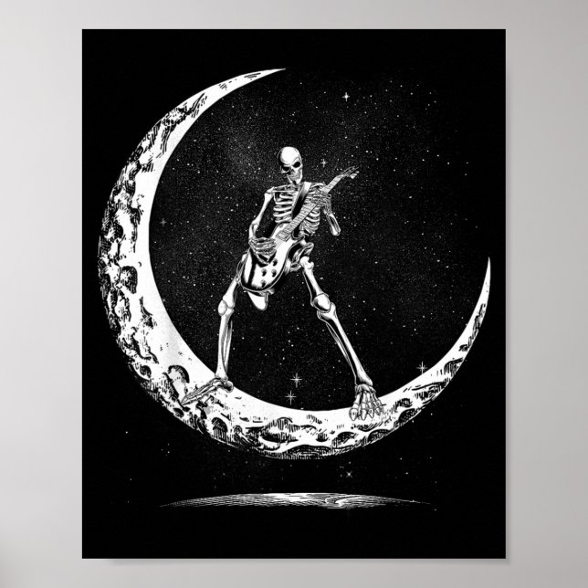 Skeleton Playing Guitar Rock And Roll Band For Men Poster (Vorne)