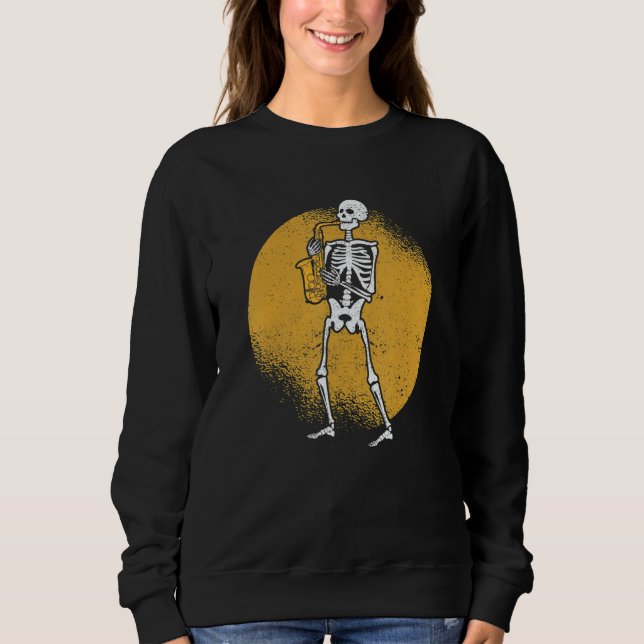 Skeleton Playing Saxophone Jazz Halloween Music Sp Sweatshirt (Vorderseite)