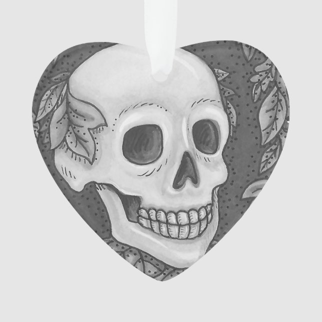 SKELETON PORTRAIT GOTHIC SKULL ORNAMENT Herz (Vorderseite)