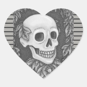 SKELETON PORTRAIT, SKULL HALLOWEEN STICKER