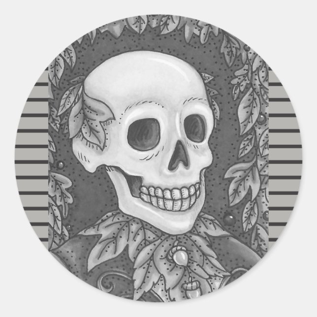 SKELETON PORTRAIT, SKULL HALLOWEEN STICKER (Vorderseite)