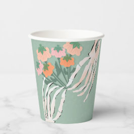 Skeleton Pumpkin Bouquet Halloween Pappbecher