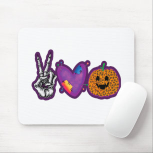 Skeleton Pumpkin Peace Liebe Halloween Mousepad