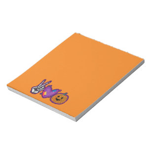 Skeleton Pumpkin Peace Liebe Halloween Notizblock