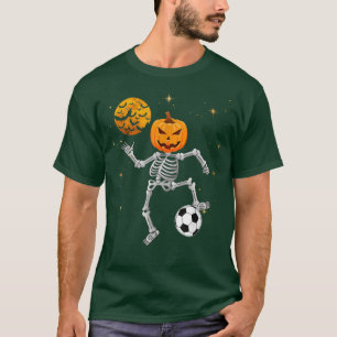 Skeleton Pumpkin Soccer Halloween Boys Girls Kinde T-Shirt