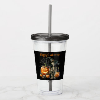 Skeleton Pumpkins Halloween Acryltrinkbecher