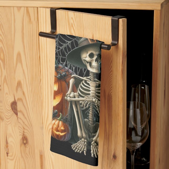 Skeleton Pumpkins Halloween Küchentücher (Drittel gefaltet)