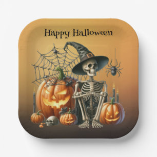 Skeleton Pumpkins Halloween Paper Teller