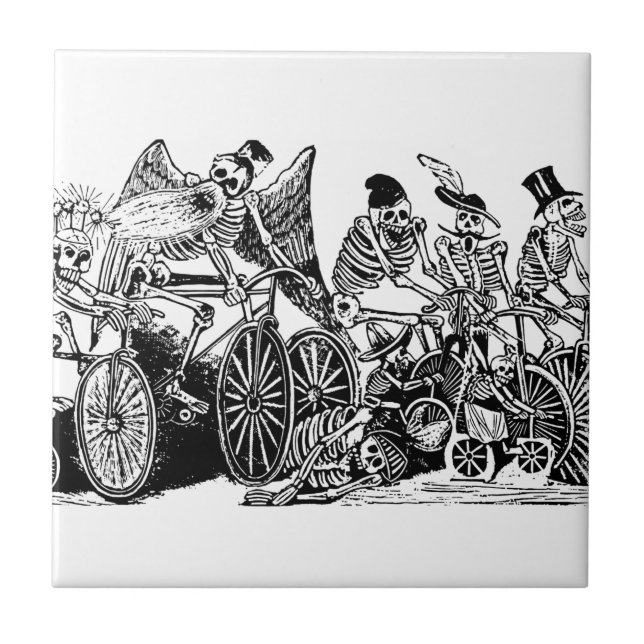 Skeleton Radfahrer durch José Guadalupe Posada Fliese (Vorderseite)
