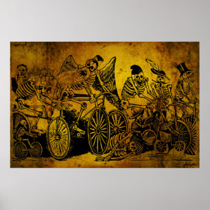 Skeleton Radfahrer durch José Guadalupe Posada Poster