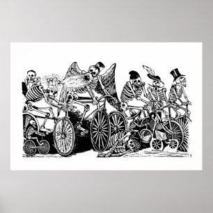 Skeleton-Radfahrer von José Guadalupe Posada Poster
