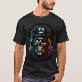 Skeleton-Rapper mit Kopfhörern Street Art T-Shirt