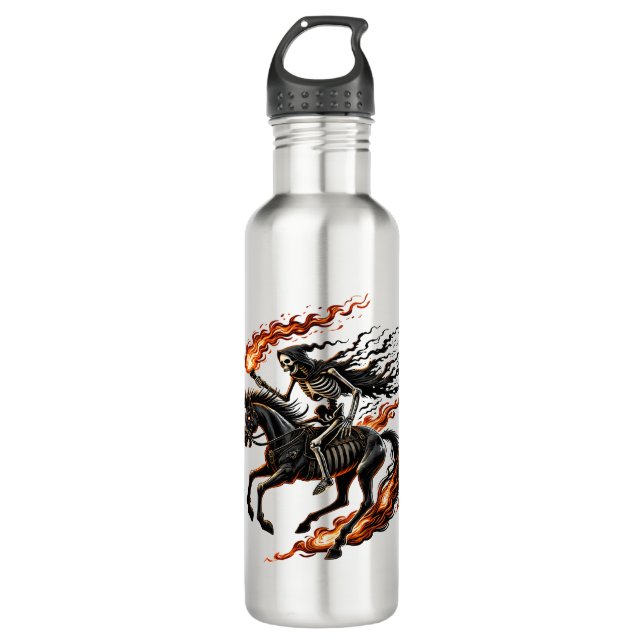 Skeleton Reiten Edelstahlflasche (Vorderseite)