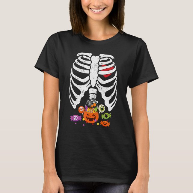 Skeleton Rib Cage Candy Funny Halloween Easy Costu T-Shirt (Vorderseite)