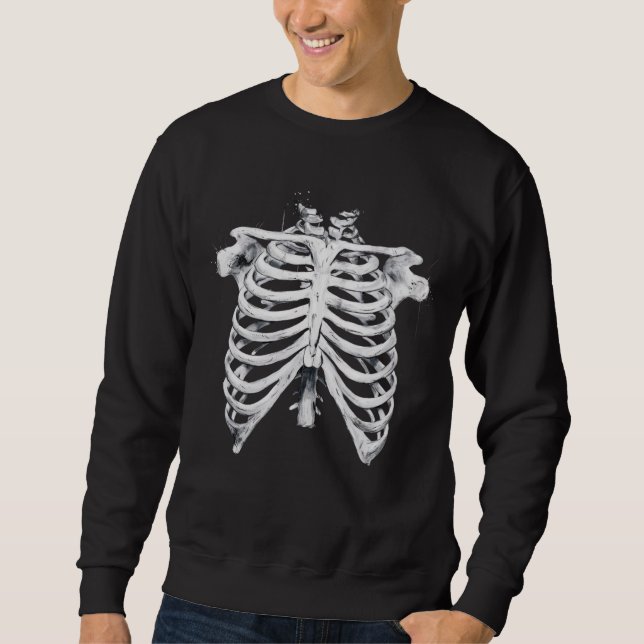 Skeleton Rib Cage Halloween Kostüm Sweatshirt (Vorderseite)