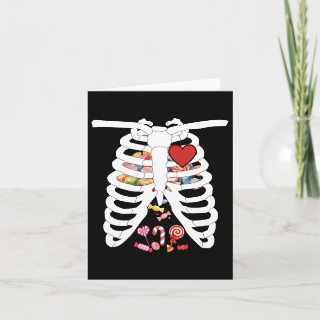 Skeleton Rib Cage Röntgen Candy Funny Halloween Ko Karte (Vorderseite)