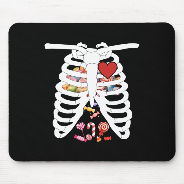 Skeleton Rib Cage Röntgen Candy Funny Halloween Ko Mousepad (Vorne)