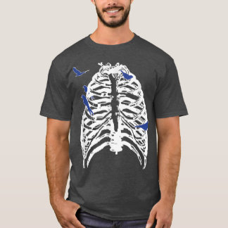 Skeleton Rib Cage With Songbirds  Emo Skeleton  T-Shirt
