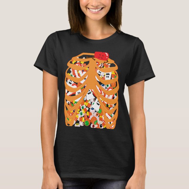 Skeleton Rib Cage X ray Candy Halloween Trick oder T-Shirt (Vorderseite)