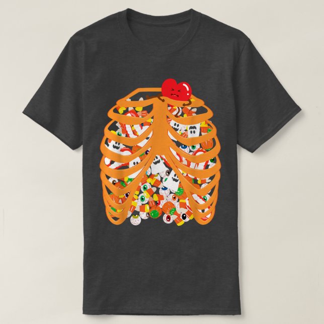 Skeleton Rib Cage Xray Candy Halloween Trick oder  T-Shirt (Design vorne)