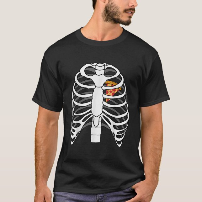 Skeleton Rib Pizza Herz Kostüm Easy Food Hallowage T-Shirt (Vorderseite)