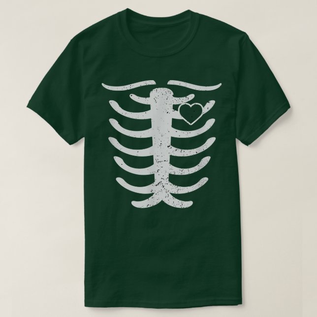 Skeleton Ribs Knochen Herz  T-Shirt (Design vorne)