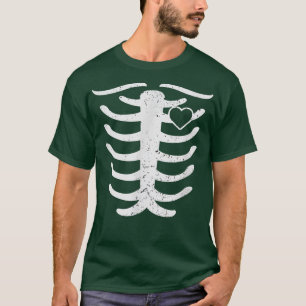 Skeleton Ribs Knochen Herz  T-Shirt