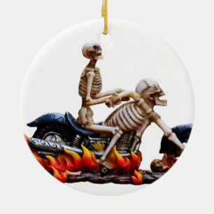 Skeleton Rider Keramik Ornament