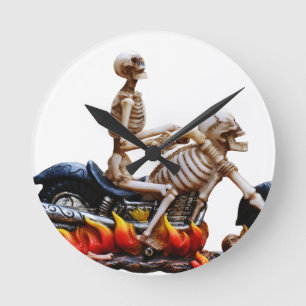 Skeleton Rider Runde Wanduhr
