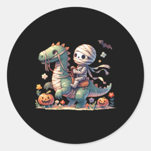 Skeleton Riding Dragon Halloween Pumpkin Thema Kin Runder Aufkleber