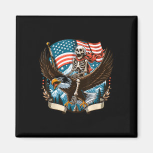 Skeleton Riding Eagle USA Amerikaner 4. Juli Pat Magnet