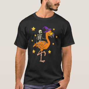 Skeleton Riding Flamingo Funny Halloween 2021 T-Shirt