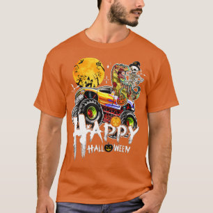 Skeleton Riding Mummy Dinosaur Monster Truck Hallo T-Shirt